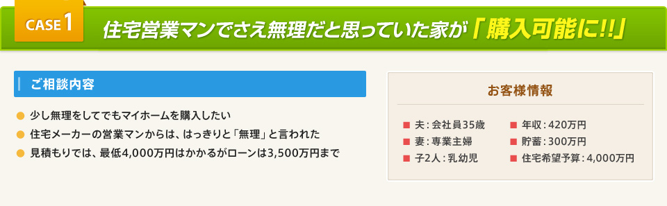 住宅営業マンでさえ無理だと思っていた家が「購入可能に!!」